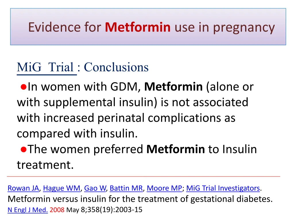 evidence for metformin use in pregnancy 5