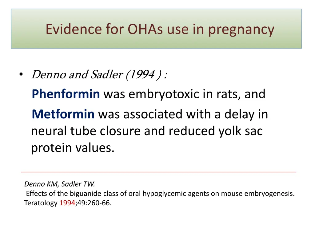 evidence for ohas use in pregnancy 1