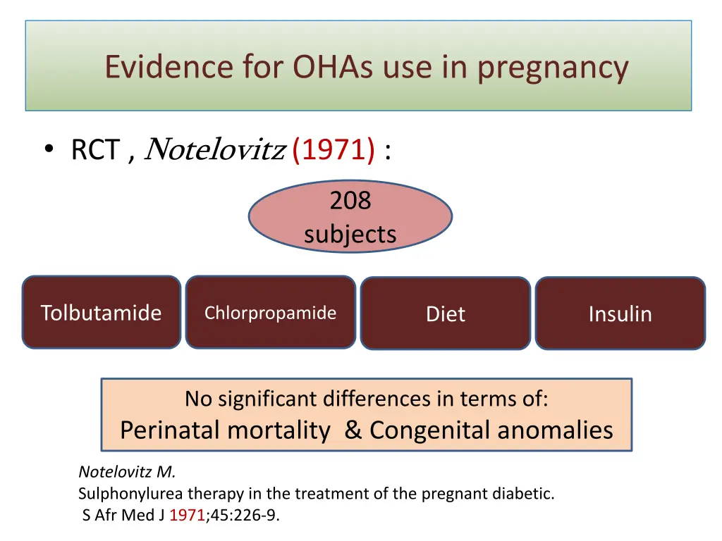 evidence for ohas use in pregnancy 4