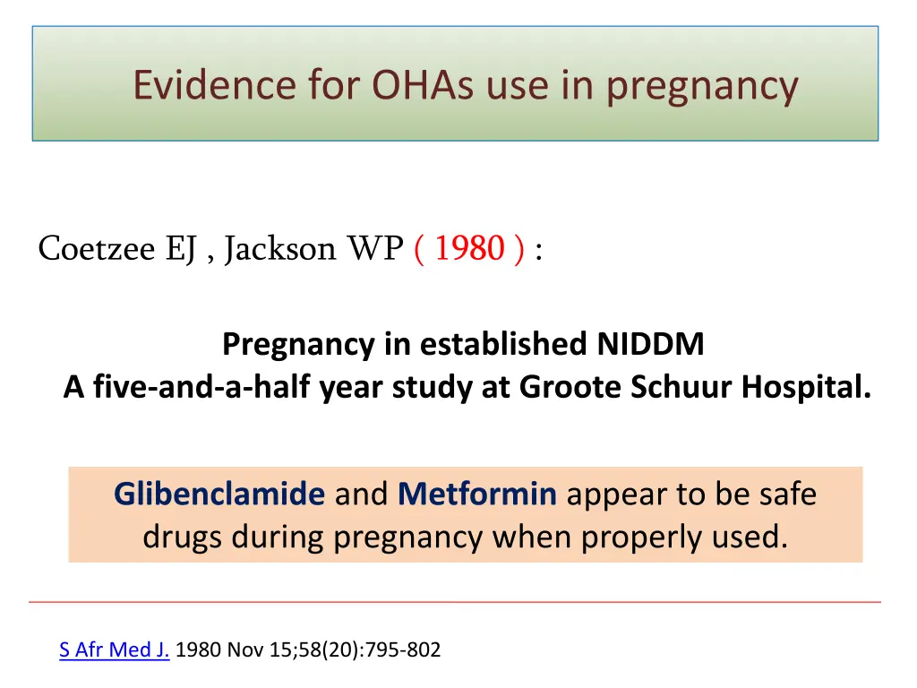 evidence for ohas use in pregnancy 5