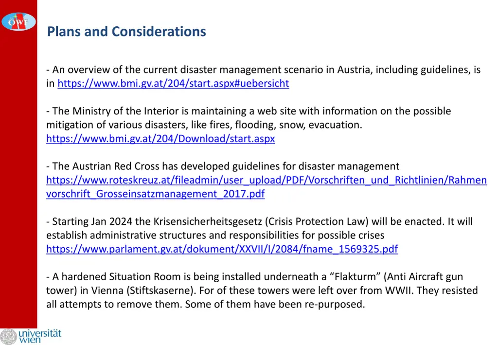 plans and considerations