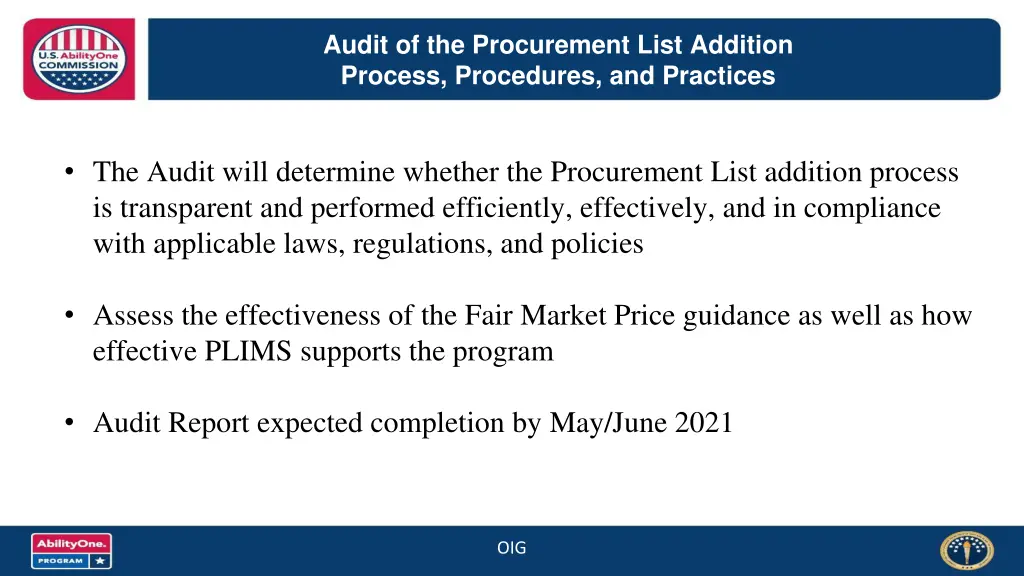 audit of the procurement list addition process 1