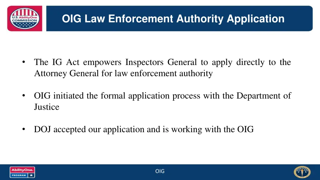 oig law enforcement authority application
