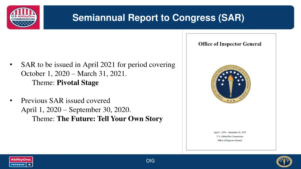 semiannual report to congress sar