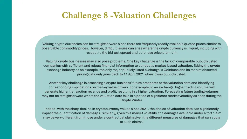 challenge 8 valuation challenges