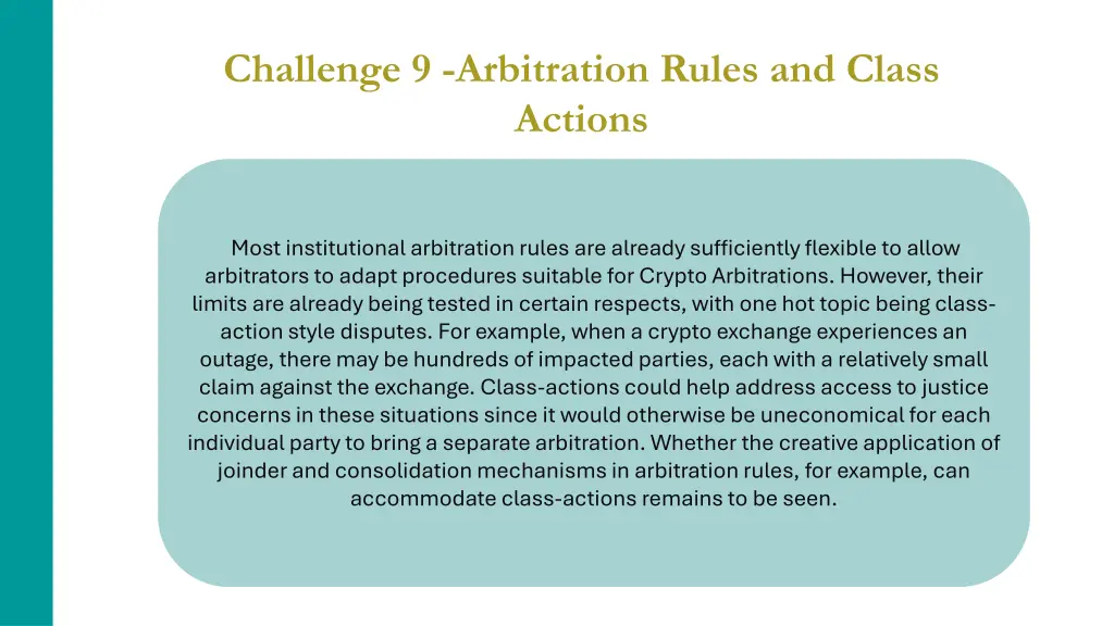 challenge 9 arbitration rules and class actions