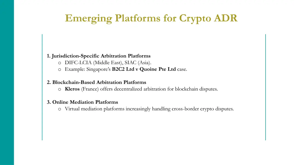 emerging platforms for crypto adr