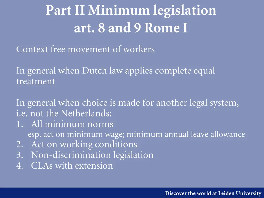 part ii minimum legislation art 8 and 9 rome i 1