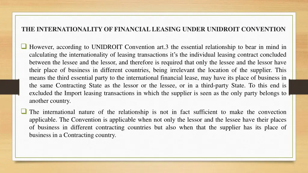 the internationality of financial leasing under 1