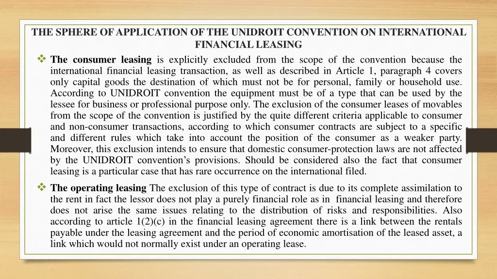 the sphere of application of the unidroit 1