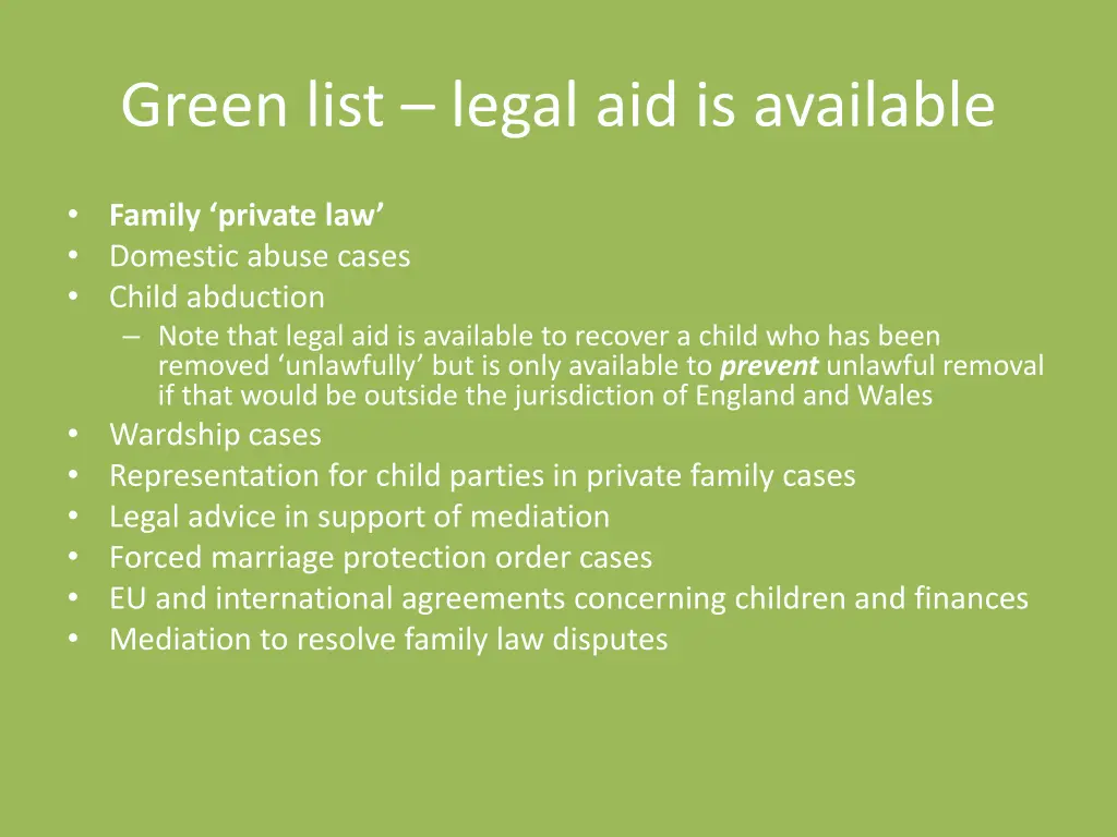 green list legal aid is available 4