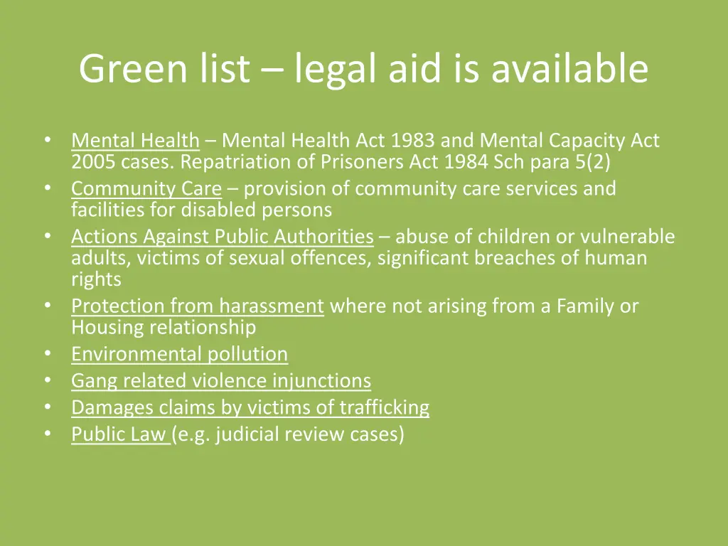 green list legal aid is available 9