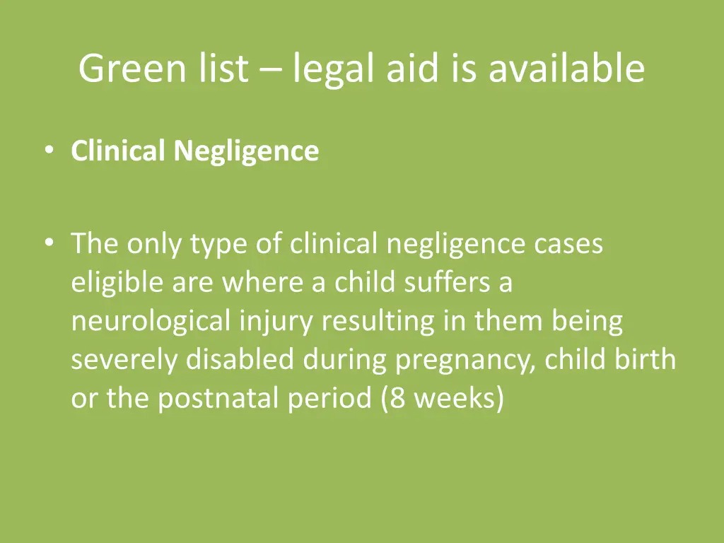 green list legal aid is available