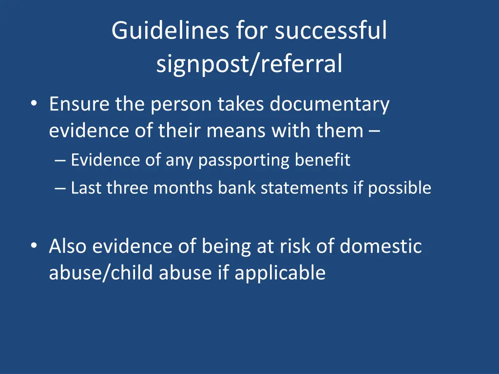 guidelines for successful signpost referral 1