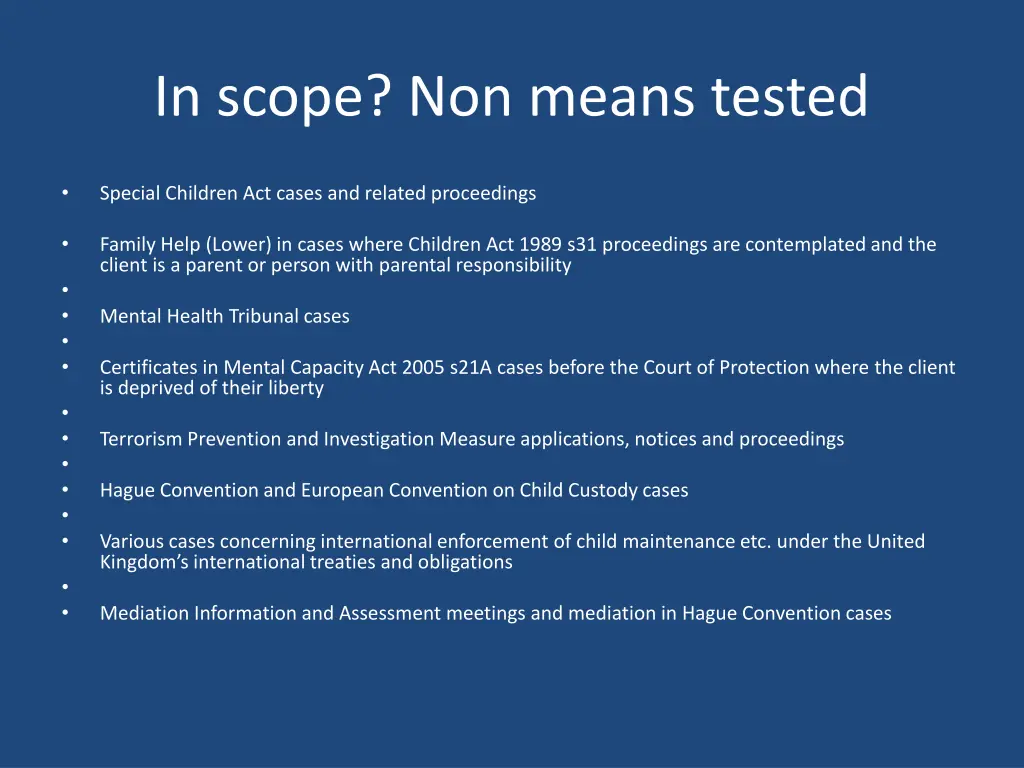 in scope non means tested