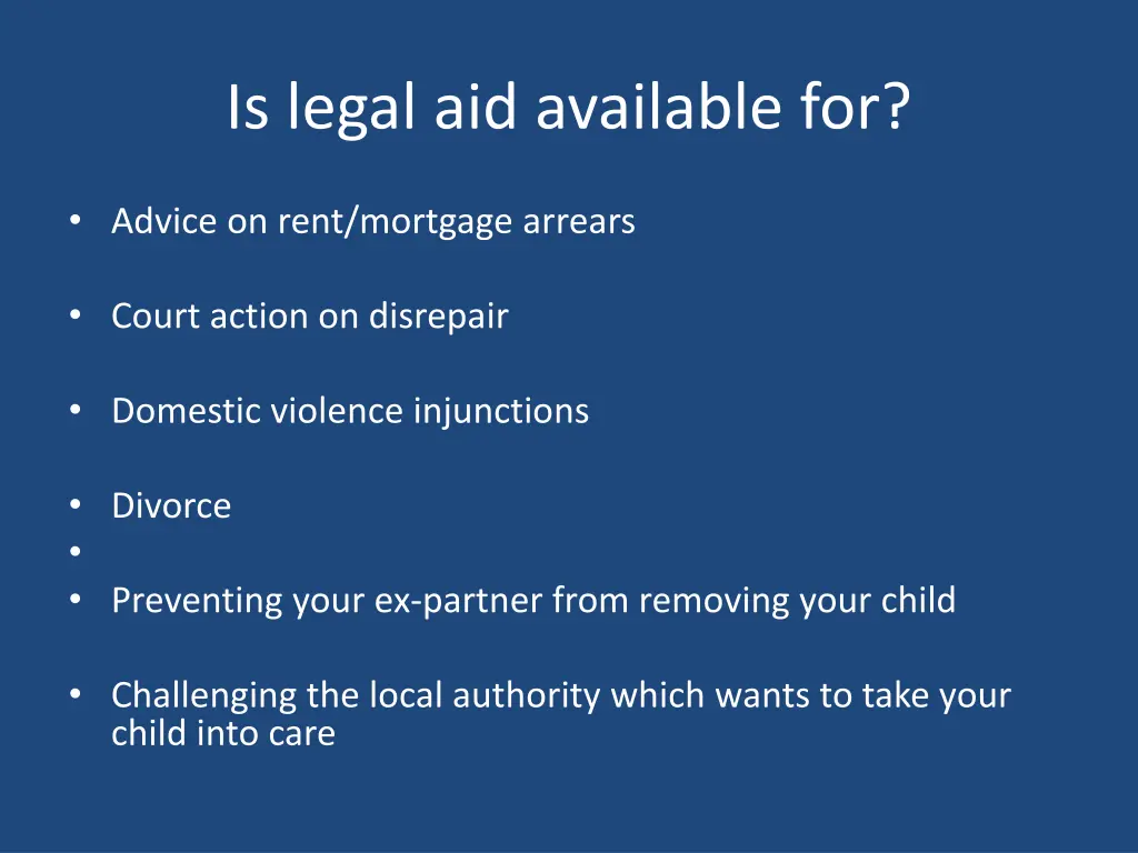 is legal aid available for