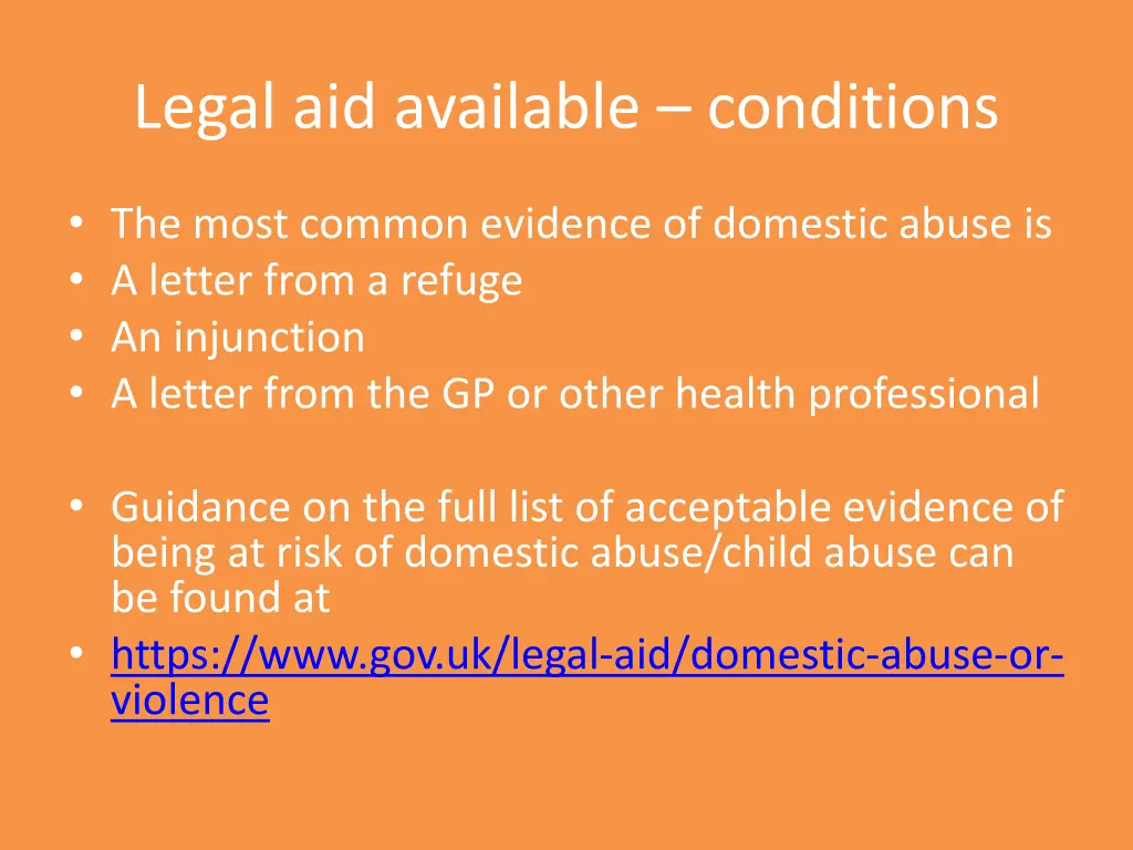 legal aid available conditions 1