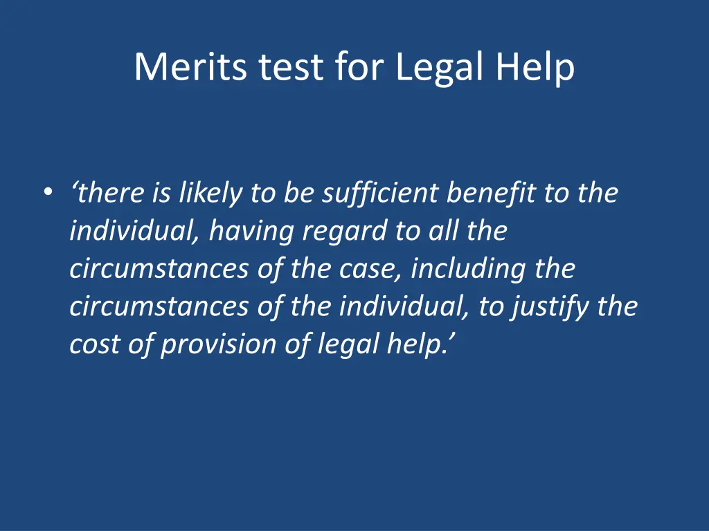 merits test for legal help 1