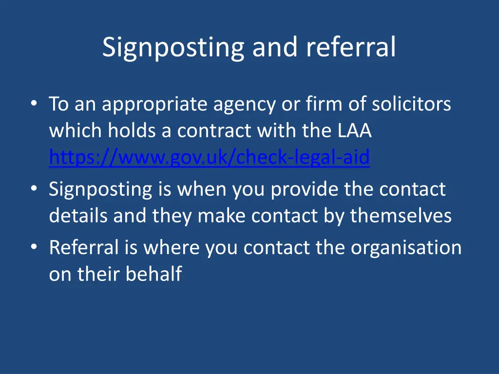 signposting and referral