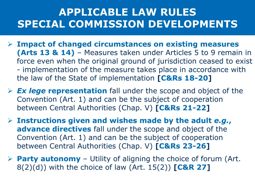 applicable law rules special commission