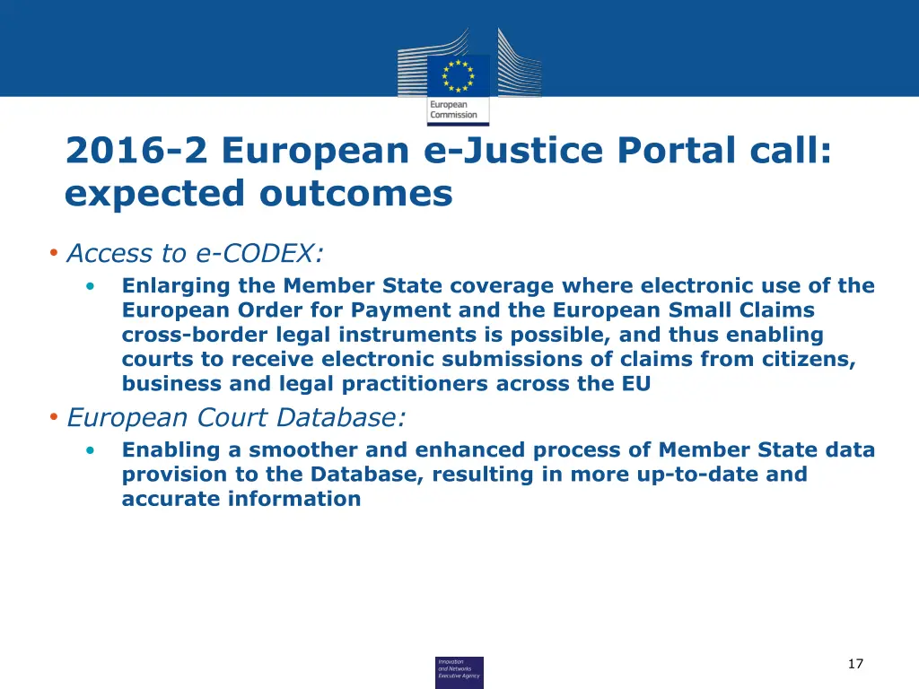 2016 2 european e justice portal call expected 1