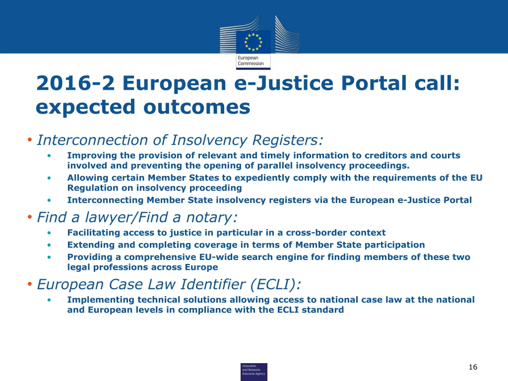 2016 2 european e justice portal call expected