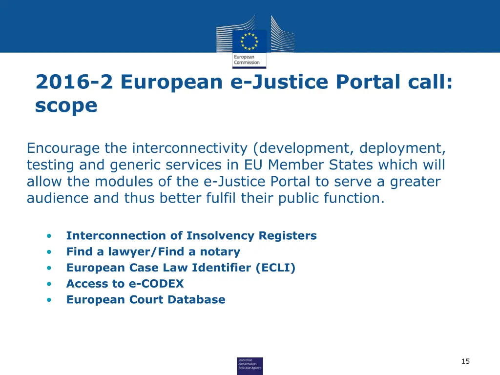 2016 2 european e justice portal call scope