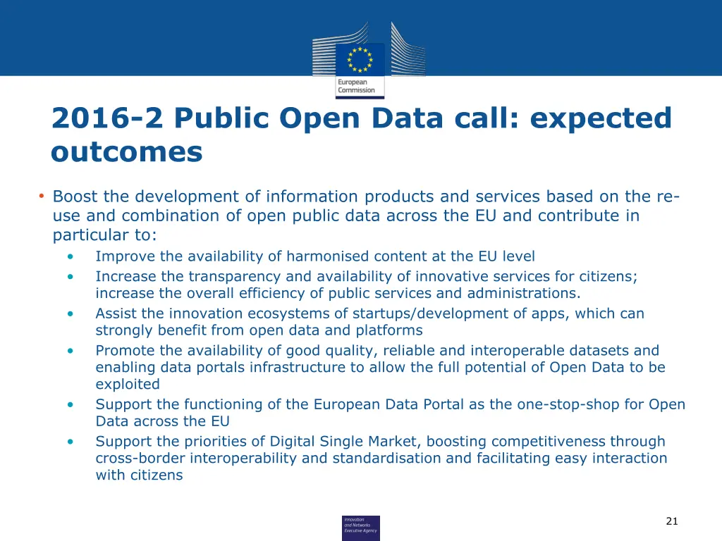 2016 2 public open data call expected outcomes