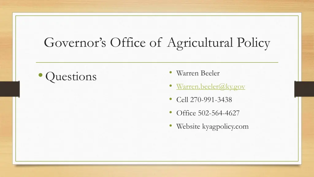 governor s office of agricultural policy