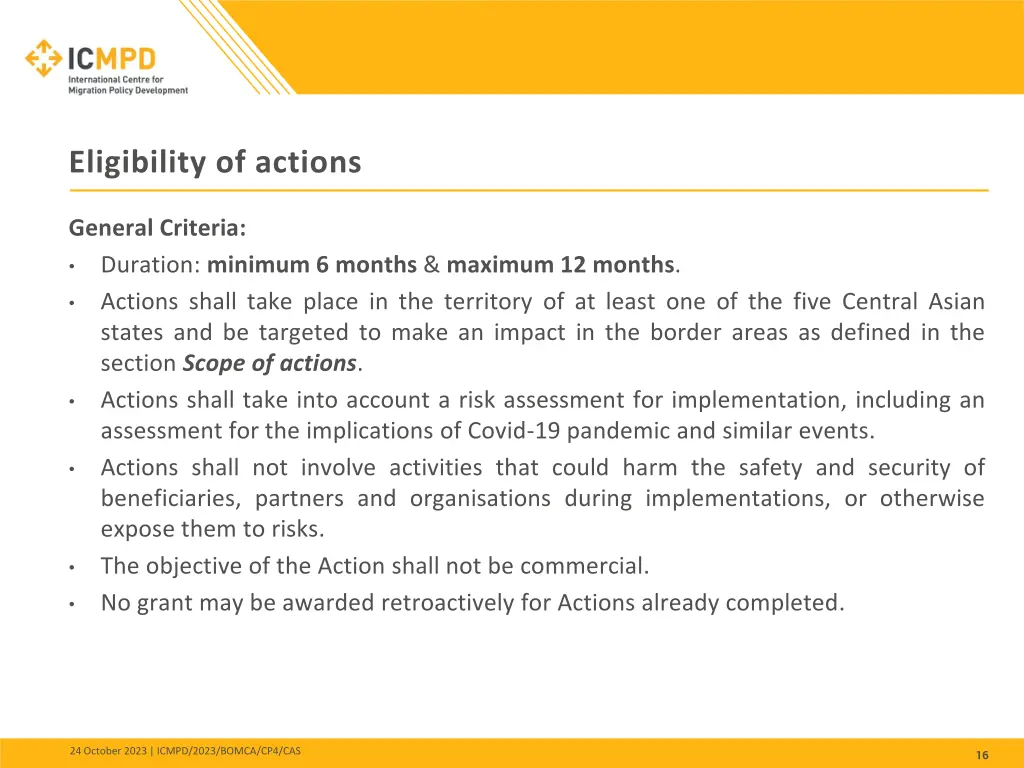 eligibility of actions