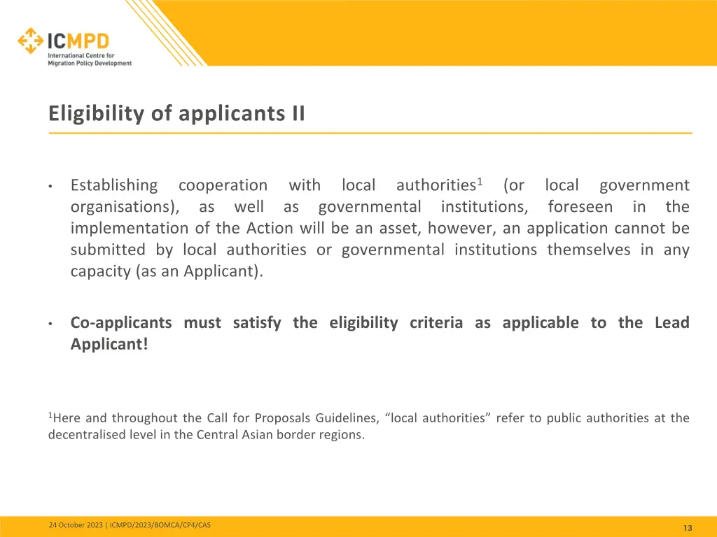 eligibility of applicants ii