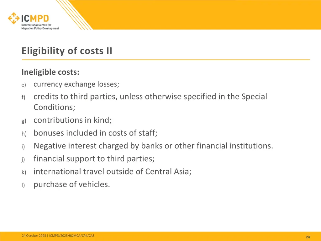 eligibility of costs ii 1