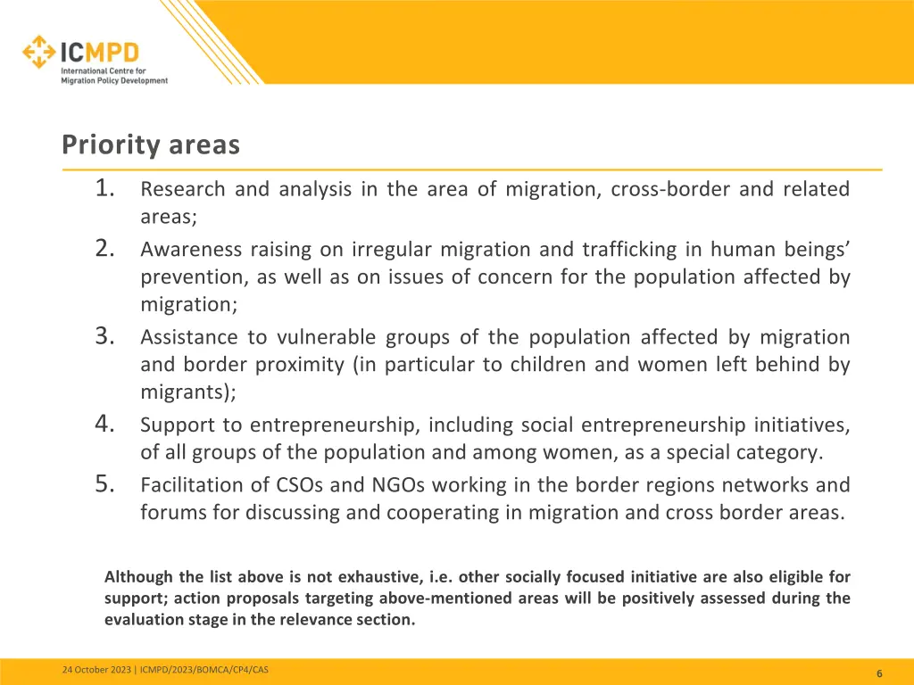 priority areas