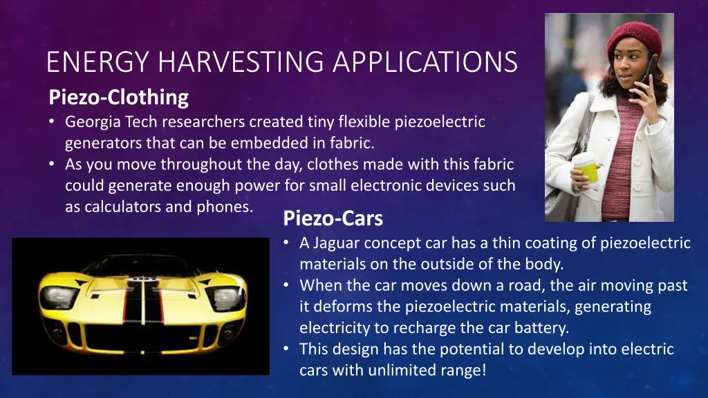 energy harvesting applications piezo clothing