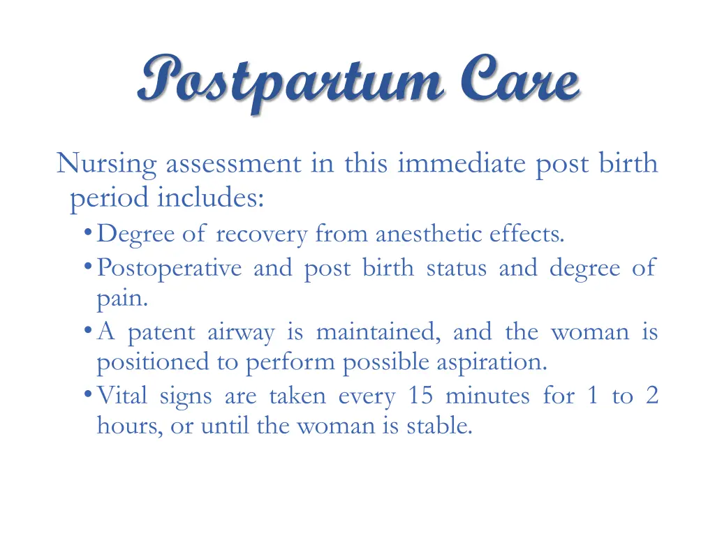 postpartum care