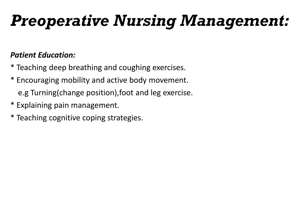 preoperative nursing management