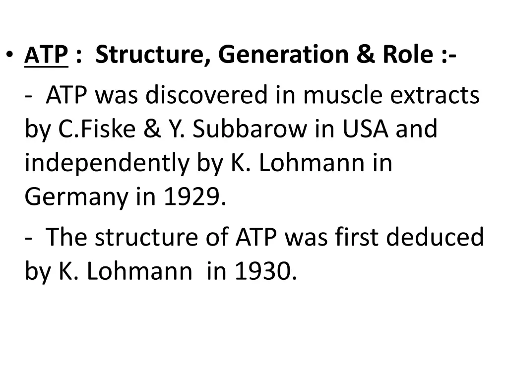 a tp structure generation role atp was discovered