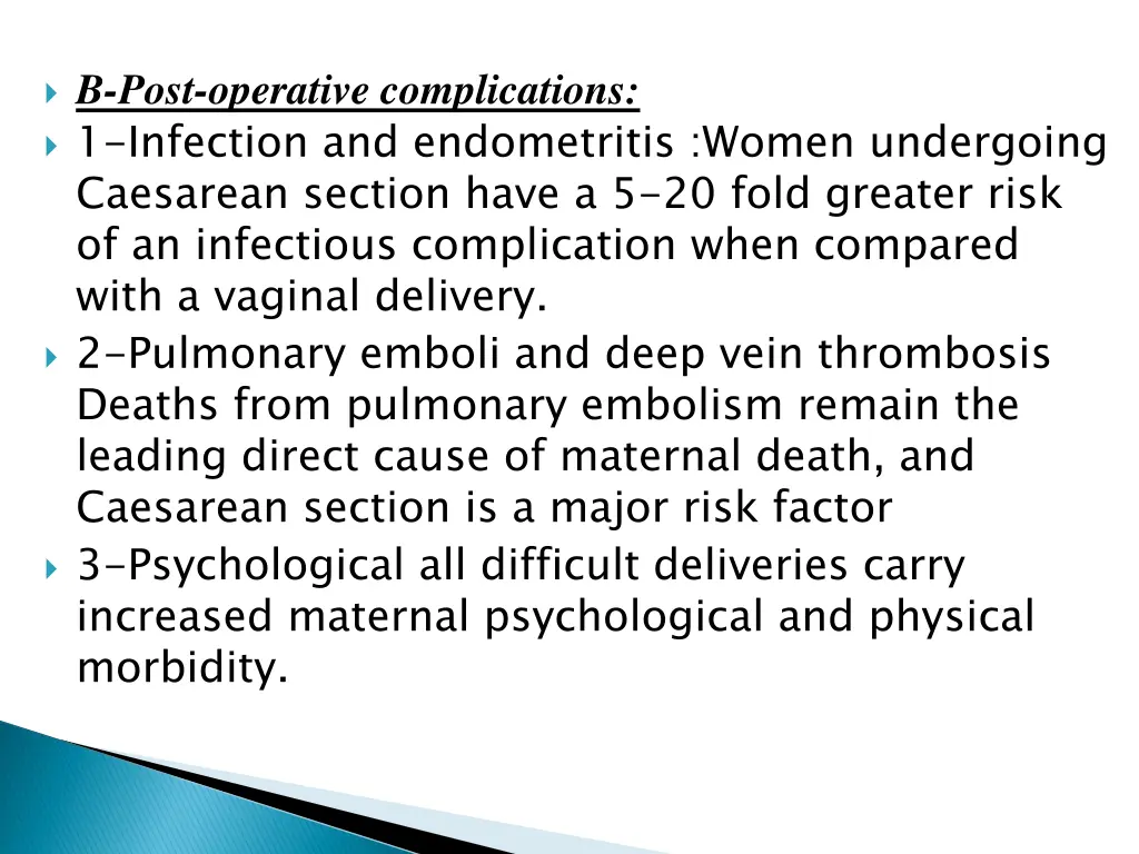 b post operative complications 1 infection