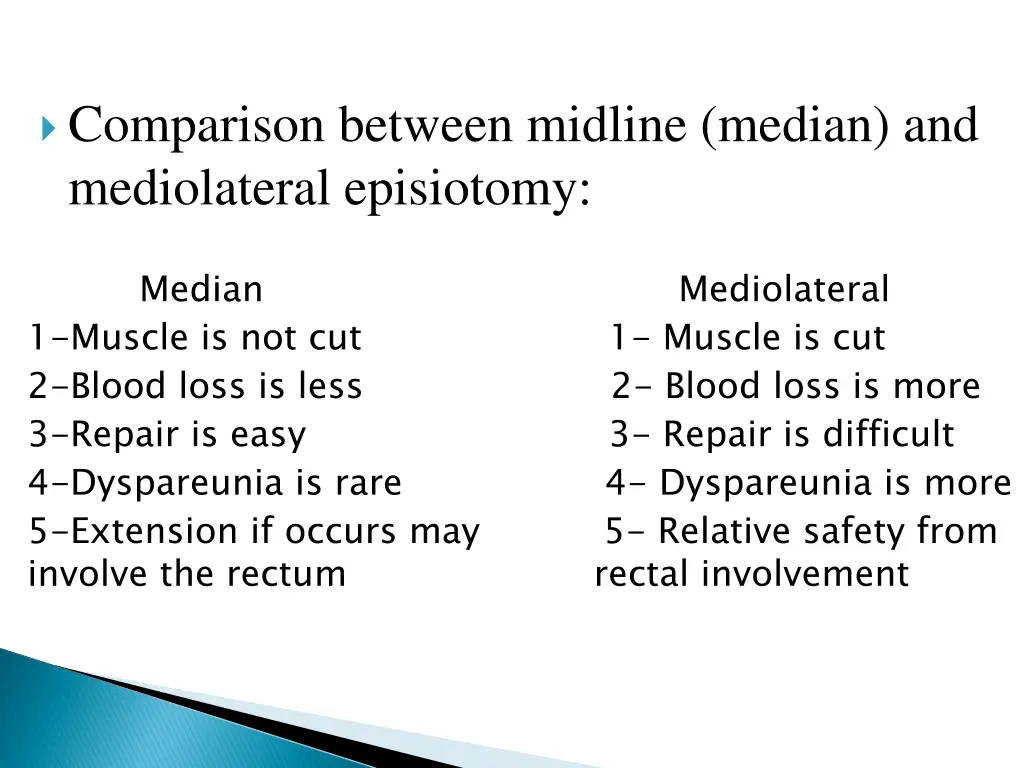 comparison between midline median