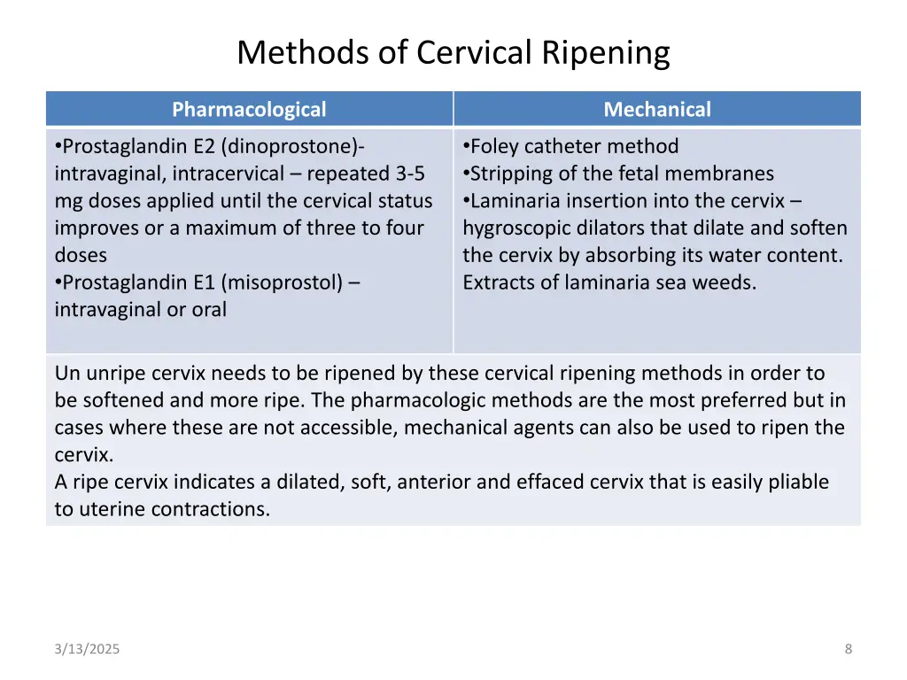 methods of cervical ripening