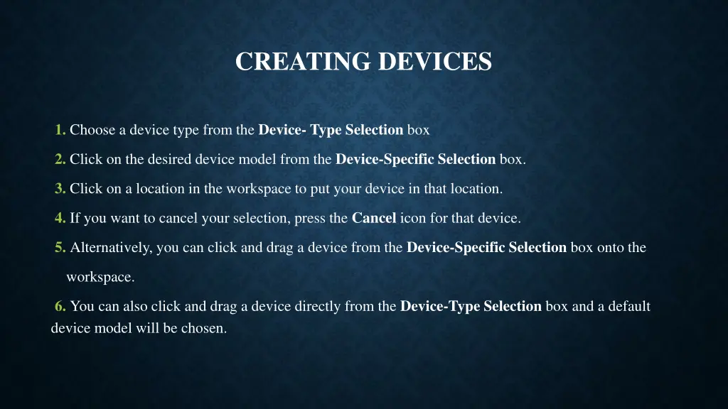 creating devices