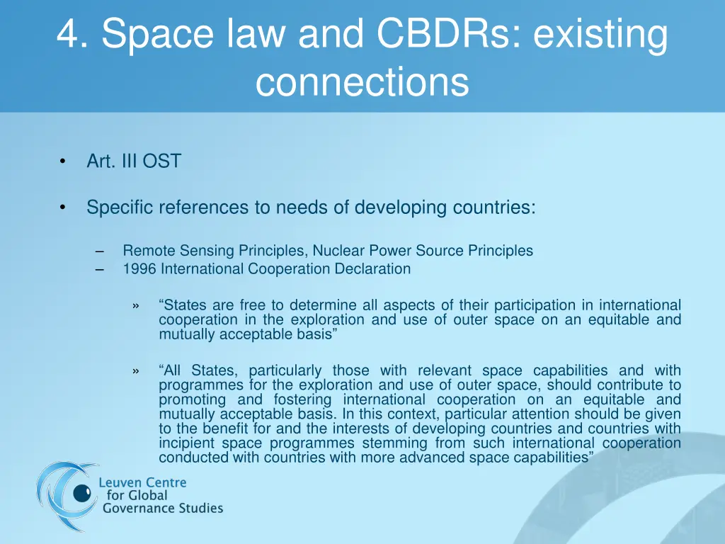 4 space law and cbdrs existing connections