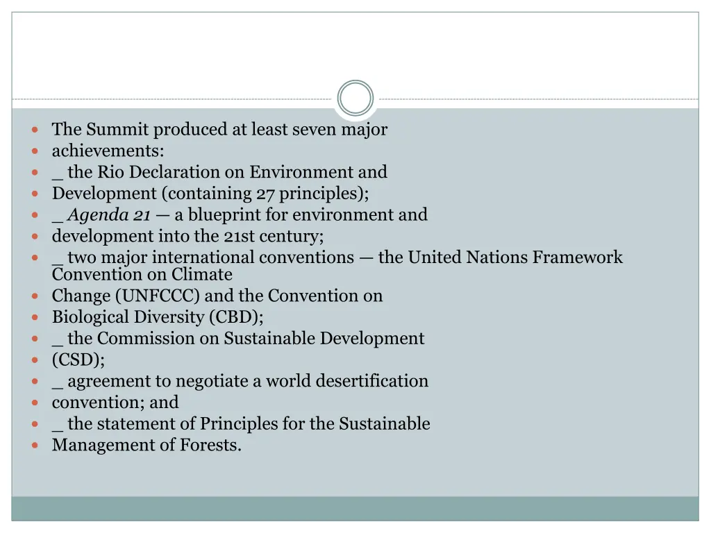 the summit produced at least seven major