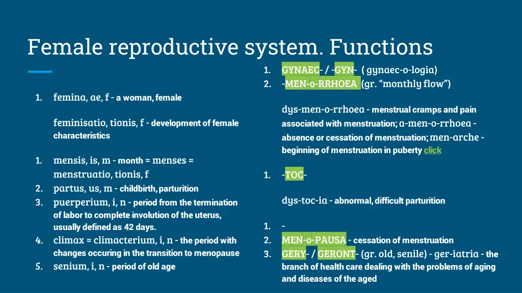 female reproductive system functions