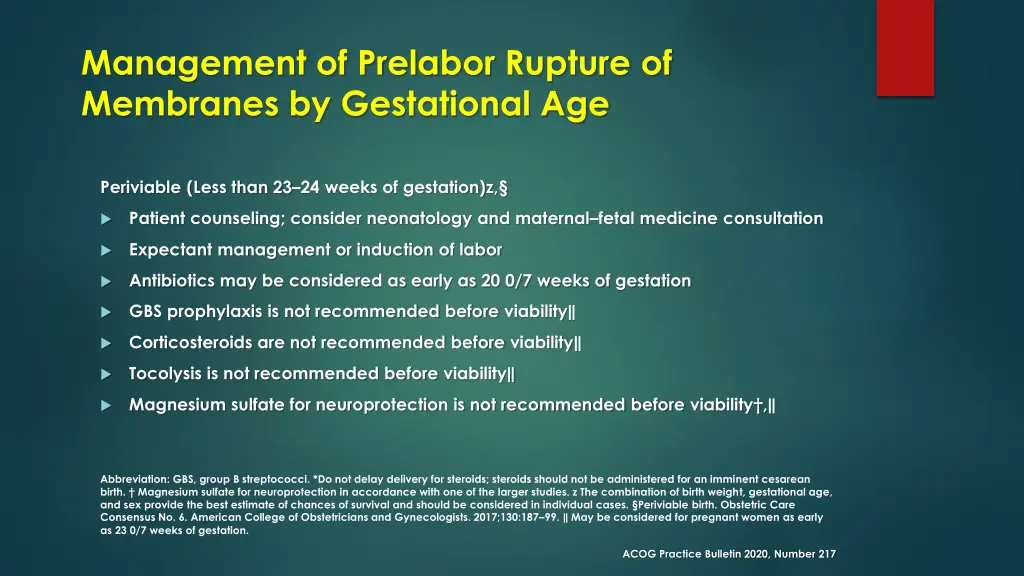 management of prelabor rupture of membranes 3