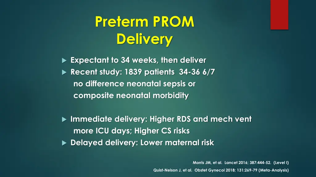 preterm prom delivery