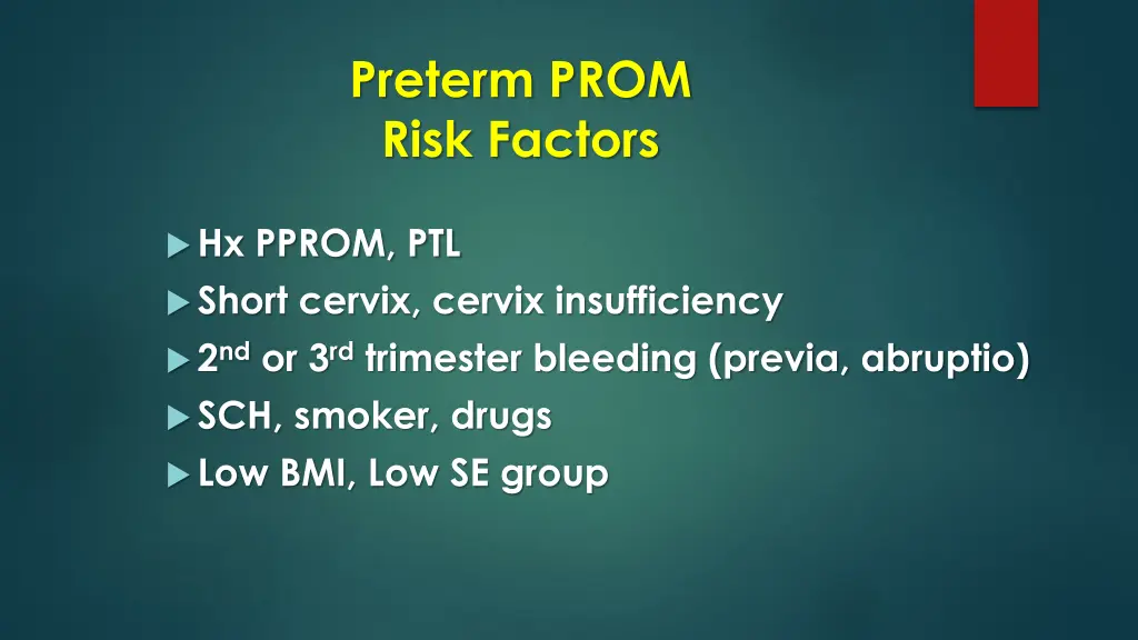 preterm prom risk factors