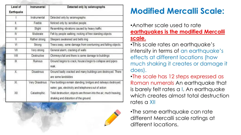 modified mercalli scale