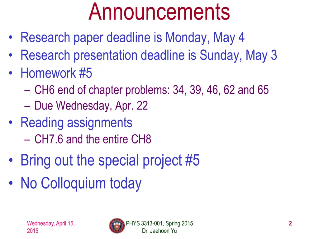 announcements