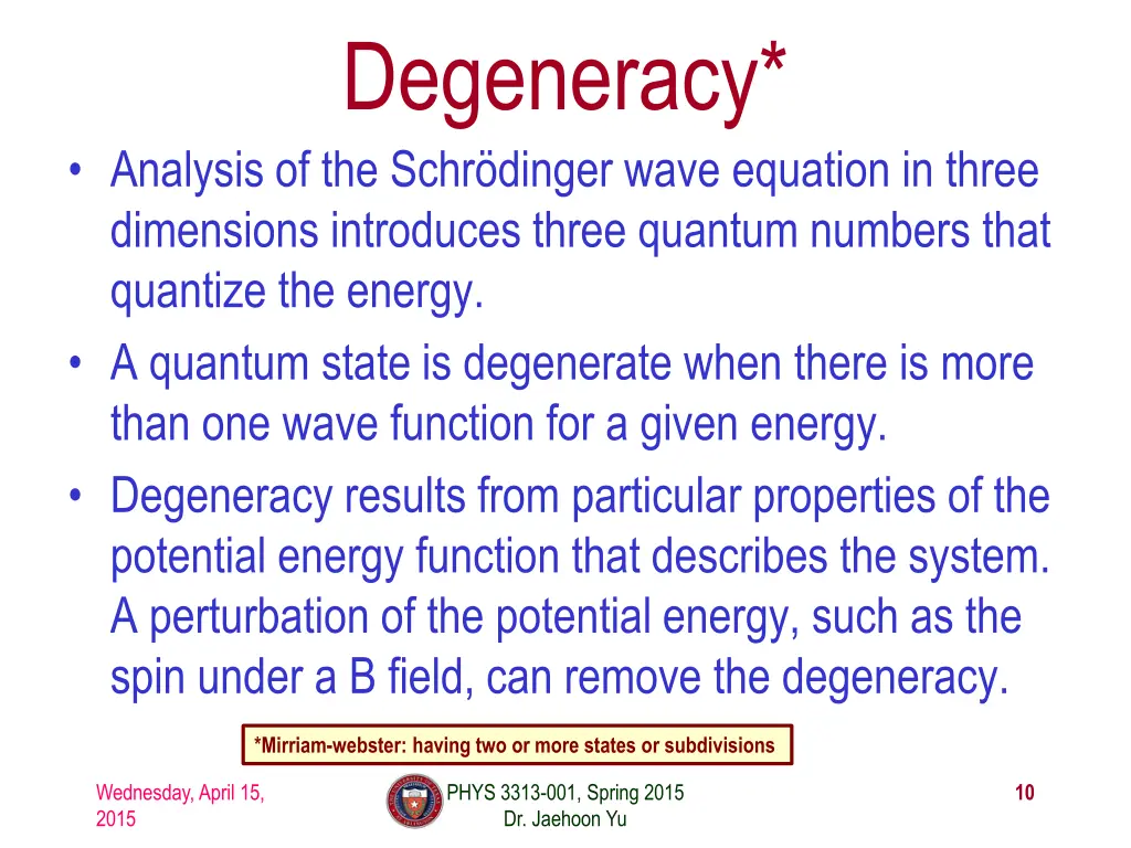 degeneracy